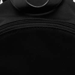 Pre Owned DKNY Black Nylon And Leather Mini Front DKNY Print Pocket Backpack
