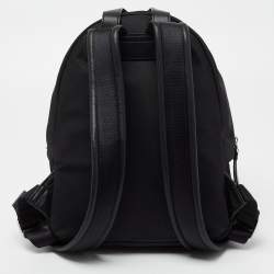 Pre Owned DKNY Black Nylon And Leather Mini Front DKNY Print Pocket Backpack