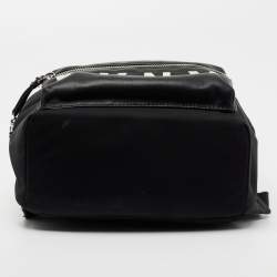 Pre Owned DKNY Black Nylon And Leather Mini Front DKNY Print Pocket Backpack