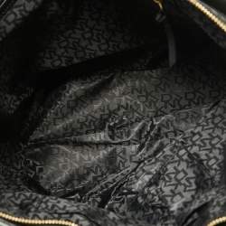 Pre Owned DKNY Black/White Signature Canvas and Leather Shopper Tote