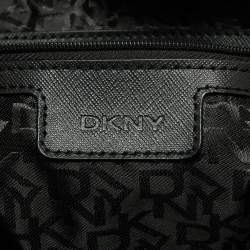 Pre Owned DKNY Black/White Signature Canvas and Leather Shopper Tote