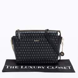 مملوكة مسبقًا DKNY Black/Grey Coated Canvas Ava Zip Crossbody Bag