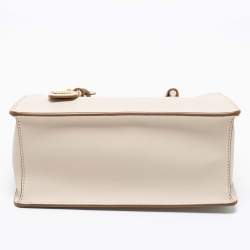 Pre Owned حقيبة ساتشل دي كي أن واي جلد سافيانو بيضاء بسحاب