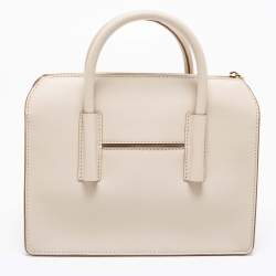 Pre Owned حقيبة ساتشل دي كي أن واي جلد سافيانو بيضاء بسحاب