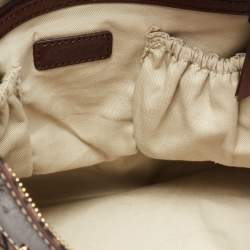 Pre Owned DKNY Brown/Black Signature Canvas And Leather Studded Hobo