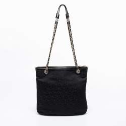 Pre Owned DKNY Black Signature Canvas Chain Shoulder Bag