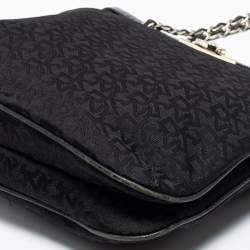 Pre Owned DKNY Black Signature Canvas Chain Shoulder Bag