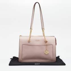 Pre Owned DKNY Light Pink Leather Large Bryant Top Zip Tote