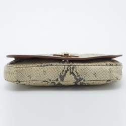 Pre Owned DKNY Beige Python Embossed Leather Shoulder Bag