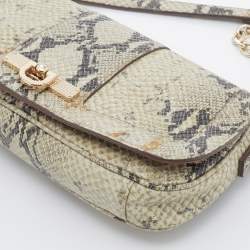 Pre Owned DKNY Beige Python Embossed Leather Shoulder Bag
