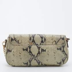 Pre Owned DKNY Beige Python Embossed Leather Shoulder Bag