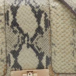 Pre Owned DKNY Beige Python Embossed Leather Shoulder Bag