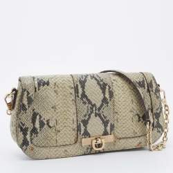Pre Owned DKNY Beige Python Embossed Leather Shoulder Bag