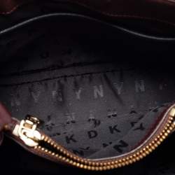 Pre Owned DKNY Burgundy Leather Bucket Bag