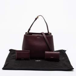 Pre Owned DKNY Burgundy Leather Bucket Bag