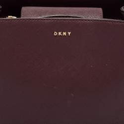 Pre Owned DKNY Burgundy Leather Bucket Bag