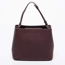 Pre Owned DKNY Burgundy Leather Bucket Bag
