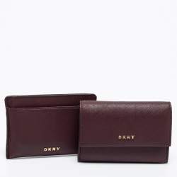 Pre Owned DKNY Burgundy Leather Bucket Bag