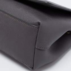 Pre Owned DKNY Grey Saffiano Leather Robinson Flap Crossbody Bag