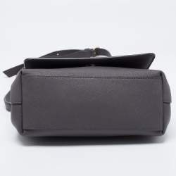 Pre Owned DKNY Grey Saffiano Leather Robinson Flap Crossbody Bag