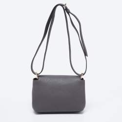 Pre Owned DKNY Grey Saffiano Leather Robinson Flap Crossbody Bag