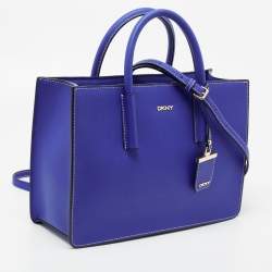 Pre Owned حقيبة دي كي إن واي جلد أزرق يد علوية