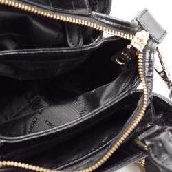 Pre Owned حقيبة ساتشل دي كي إن واي جلد نقشة التمساح أسود بسحاب