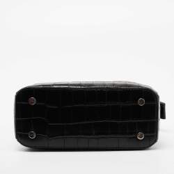 Pre Owned حقيبة ساتشل دي كي إن واي جلد نقشة التمساح أسود بسحاب