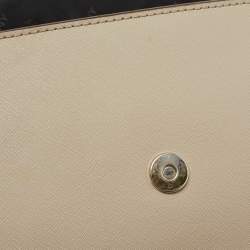 Pre Owned DKNY Brown/Beige Leather Flap Crossbody Bag