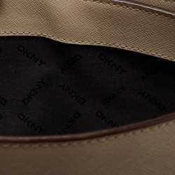 Pre Owned DKNY Brown/Beige Leather Flap Crossbody Bag