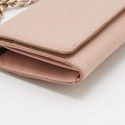 Pre Owned DKNY Beige Leather Wallet On Chain
