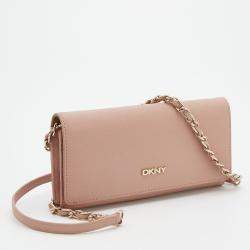 Pre Owned DKNY Beige Leather Wallet On Chain