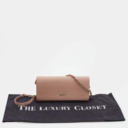 Pre Owned DKNY Beige Leather Wallet On Chain