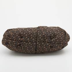 Pre Owned DKNY Brown/Black Signature Canvas and Leather Tote