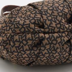 Pre Owned DKNY Brown/Black Signature Canvas and Leather Tote
