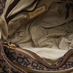 Pre Owned DKNY Brown/Black Signature Canvas and Leather Tote