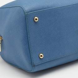 Pre Owned DKNY Blue Saffiano Leather Satchel