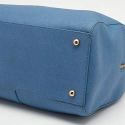 Pre Owned DKNY Blue Saffiano Leather Satchel