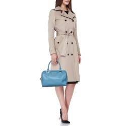 Pre Owned DKNY Blue Saffiano Leather Satchel