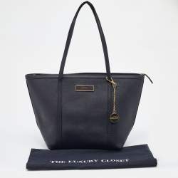 Pre Owned حقيبة يد توتس دي كي إن واي جلد أسود سحاب علوي 