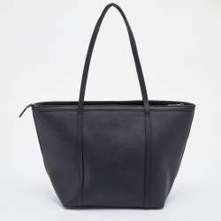 Pre Owned حقيبة يد توتس دي كي إن واي جلد أسود سحاب علوي 