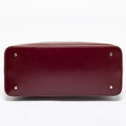 مملوكة مسبقًا DKNY Burgundy/Black Leather Logo Satchel