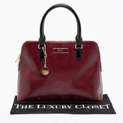 مملوكة مسبقًا DKNY Burgundy/Black Leather Logo Satchel