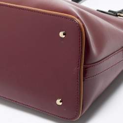 مملوكة مسبقًا DKNY Burgundy/Black Leather Logo Satchel