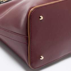 مملوكة مسبقًا DKNY Burgundy/Black Leather Logo Satchel