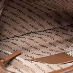Pre Owned DKNY Beige/Tan Signature Canvas and Leather Tote