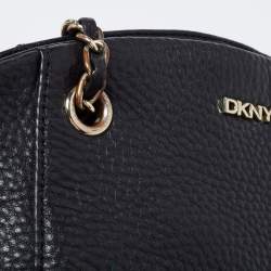 Pre Owned DKNY Black Leather Chain Shoulder Bag