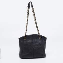 Pre Owned DKNY Black Leather Chain Shoulder Bag