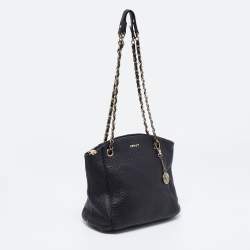 Pre Owned DKNY Black Leather Chain Shoulder Bag