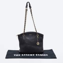Pre Owned DKNY Black Leather Chain Shoulder Bag